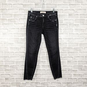 AMO Denim Size 27 Twist ankle Crop Split Jeans Raven Ink Black
